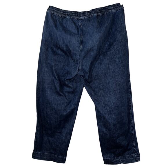 FREE ASSEMBLY Jeans Women's Sz XL Blue Denim Pull On Drawstring Waist Crop Jean - Picture 4 of 7